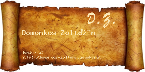 Domonkos Zoltán névjegykártya